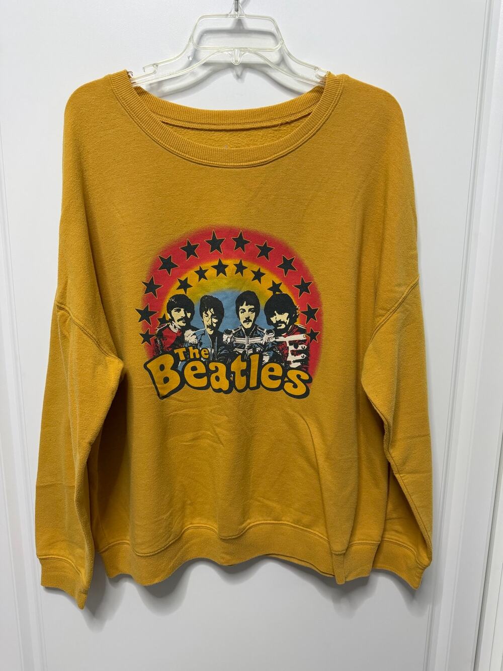The Beatles XL mustard yellow sweatshirt crew neck classic rock